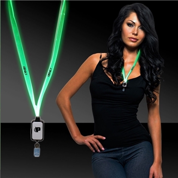 Sample - Promotional Green Light Up Lanyard with Badge Clip
