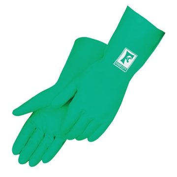 Green Nitrile Unsupported Flock Lined Glove