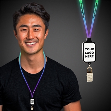 Light Up Multi Color LED Lanyard with Badge Clip