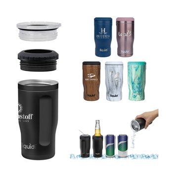 Liquid Fusion(R) Icy Bev Kooler(R) 4- In -1 Double Wall Stainless Steel Can Cooler Tumbler