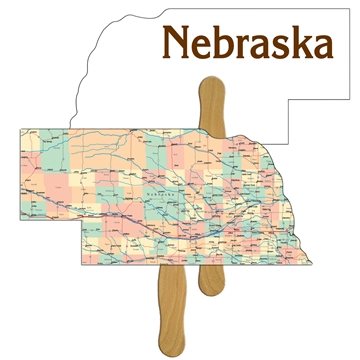 Nebraska State Shape Fast Hand Fan (2 Sides) - Paper Products