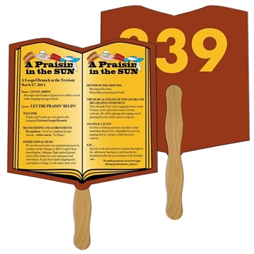 Open Book Auction Hand Fan Full Color - Paper Products