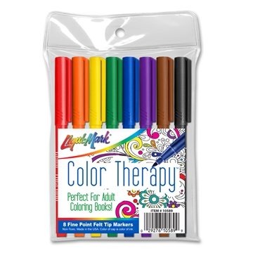 Set of 8 Color Therapy(R) Felt Tip Adult Coloring Markers - Classic Colors
