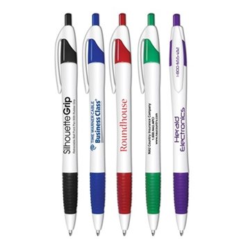 Silhouette Grip Retractable Ballpoint Pens With Rubber Grip
