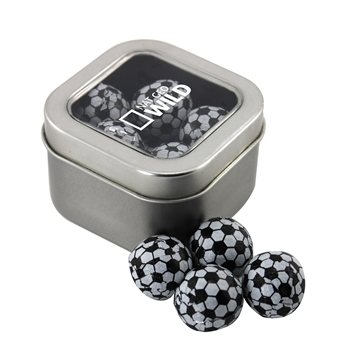 Small Window Tin with Chocolate Soccer Balls