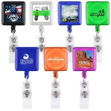 Sample - Promotional Square-shaped Retractable Badge Holder