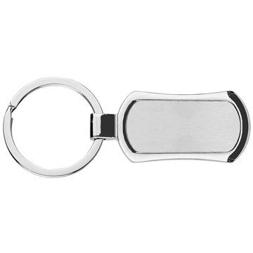 The Corsa Rectangular Satin Metal with Polished Chrome Metal Accents Key Chain