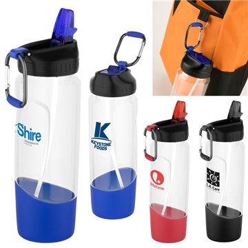 Promotional Aluminum Bottles with Carabiner (28 Oz.)