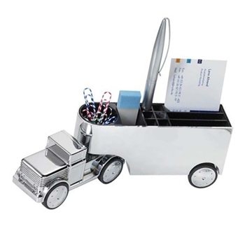 その他 TROIKA OFFICE TRUCKER Troika Steel and Chrome Semi-Truck Desk Organizer | Troikaus.com